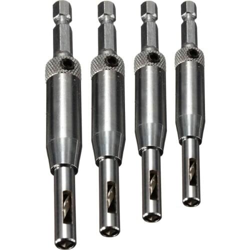 4pcs HSS Door Hole Centering Hinge Hardware Drill Saw Bit Set