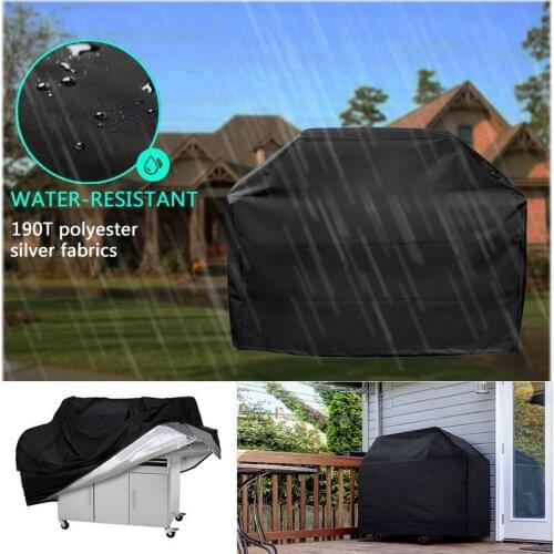 BBQ Grill Cover Black Outdoor Waterproof Barbeque Cover Anti-Dust Protector for Gas Charcoal Electric Barbecue Grill Cover