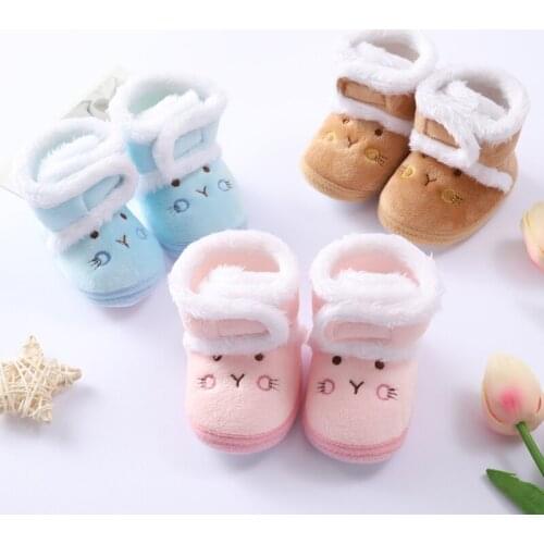 Baby Winter Boots Infant Toddler Cute Cartoon Bear Shoes Boys Girls First Walkers Super Keep Warm Snowfield Fluff Balls Booties