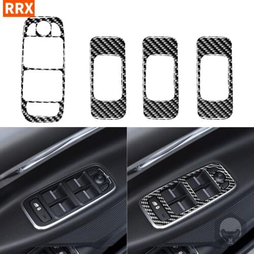 For Jaguar F-PACE X761 XE X760 XF X260 Black Carbon Fiber Sticker Window Lift Switch Panel Button Frame Interior Car Accessories