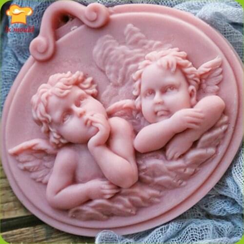 Two Angel Silicone Molds Cake Fondant Chocolate Aromatherapy Plaster Mould