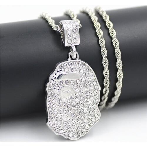 2021 European and American popular jewelry street dance accessories with ape head Necklace trendy man hip hop accessories