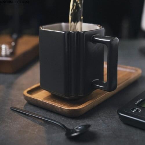 European Style 400ML Ceramic Coffee Cup Retro American Coffee Set Mug Office Saucer Set Living Room Coffee Table Decoration