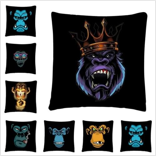 Fierce orangutan monkey face pattern Linen Cushion Cover Pillow Case for Home Sofa Car Decor Pillowcase 45X45cm