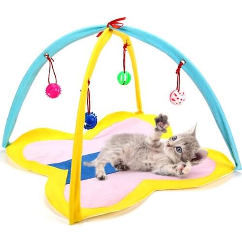 Legendog Cat Toys Cat Tent Folding Portable Cat Activity Center Cat Play Mat With Hanging Toy Pet Interaction Training Supplies