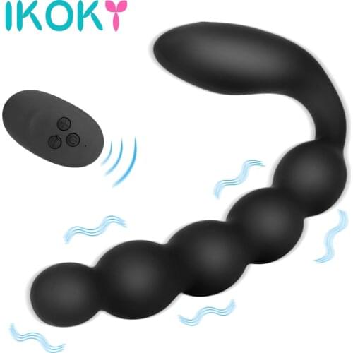 IKOKY 10 Speed Dildo Vibrators For Men Women Anal Beads Vibrators Wireless Remote Control Prostate Massager Sex Toys