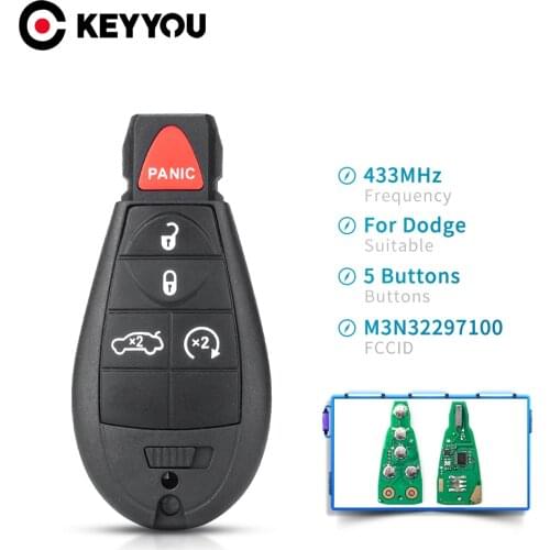 KEYYOU 5X M3N32297100 Smart Remote Car Key for Dodge Dart 2012-2016 Car Remote Key 433mhz ID46 Chip for Dodge Keys 5 Buttons