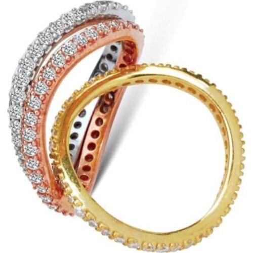 Full Round Ring Three-Piece Zircon Gemstone