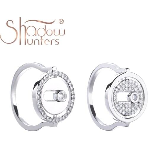 SHADOWHUNTERS Real 925 Sterling Silver Crystal Wedding Rings Lucky Move Stone Coil Europe Femmes Bijoux De Luxe High quality
