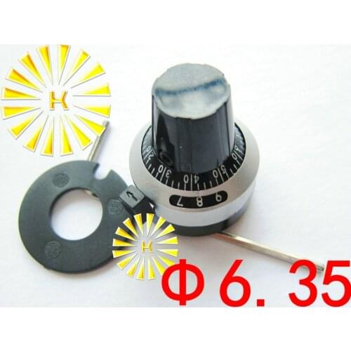 6.35mm 6mm 4mm Potentiometer Connector Rotary Knob Cap For 7276 3590S RV24YN20S WXD3-13 Resistor X 10PCS