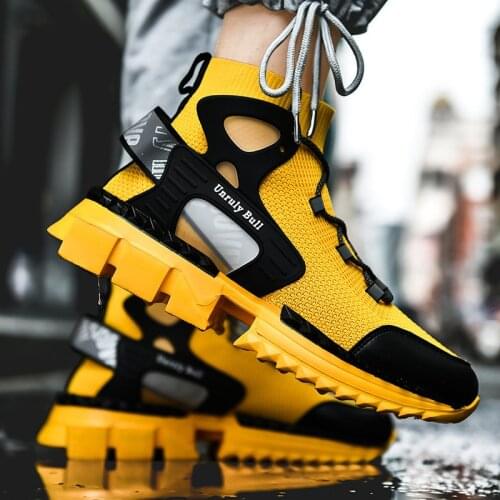 New High Top Weaving Casual Sneakers Men Designer Chunky Shoes Reflective Casual Men Sock Sneakers Plus Size 46 zapatos hombre