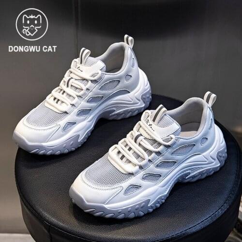 2021 Spring Autumn Fashion Women Lightweight Sneakers Daddy shoes Outdoor Sports Breathable Mesh Comfort Running Shoes Lace Up