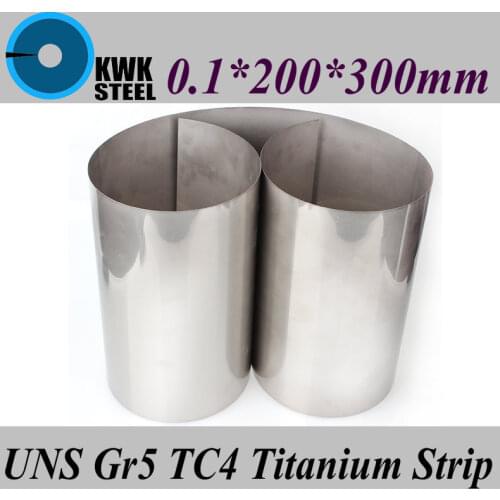 0.1x200x300mm Titanium Alloy Strip UNS Gr5 TC4 BT6 TAP6400 Titanium Ti Foil Thin Sheet Industry or DIY Material Free Shipping