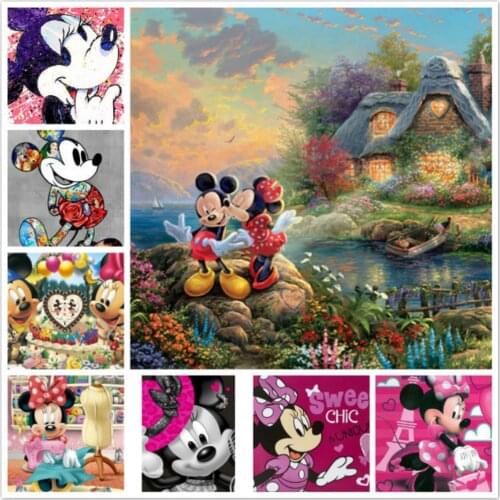 Disney 5D DIY Diamond Painting Mickey Minnie Mosaic Painting Full Round Diamond Embroidery Cross Stitch Kits Kids Handmade Gift