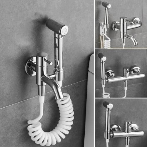 Bidet Faucet Set Brass Black/Chrome Toilet Corner Valve Handheld Hygienic Shower Head Wash Car Pet Sprayer Airbrush Tap