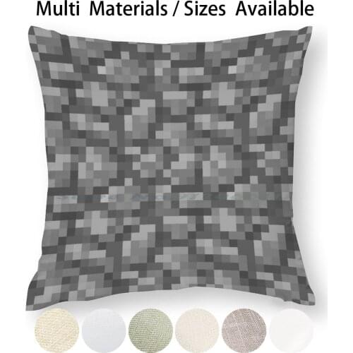 Cobblestone Pillow Case Throw Pillow Cover Cotton Linen Flax Cobblestone Pixel Art Mobs Meme Video Game Mojang Trendy Creative