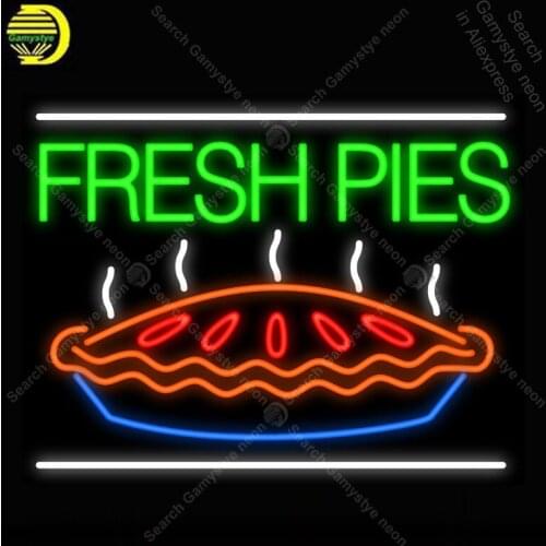 NEON SIGN For Fresh Pies NEON Lamp Soup GLASS Tube Decor beer Room Windows Handcraft lamps anuncio luminoso Dropshipping welcome