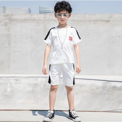 New Cotton Spring Summer Kids Clothes Suit Baby Boys T-shirt+ Shorts 2pcs/Set Kids Teenage Top Sport Childrens Day Gift Formal