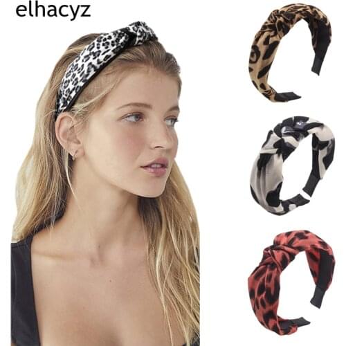 Bohemian Leopard Pattern Hairband Twisted Knotted Floral Hair Band Snake Animal Print Hairband Wide Headband Hair Accessories