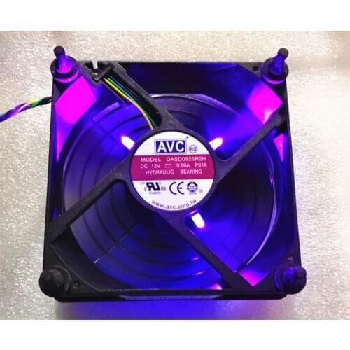 Original AVC 12V 0.41A 9025 92MM 90MM 90*90*25mm 92*92*25mm Cooing fan For CPU Cooling fan DASD0925R2H with Purple Led PWM 4pin