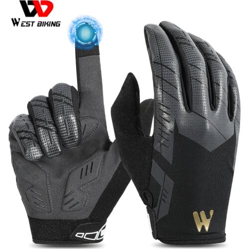 WEST BIKING Touch Screen Cycling Gloves Anti-slip Shockproof Pad Breathable MTB Bike Gloves Sport Fitness Running Bicycle Gloves