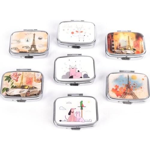 Portable Pill Box Metal Pill Cutter Sliver Folding Pill Case Makeup Storage Container Medicine Organizer
