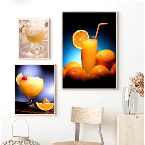 Fruit And Orange Juice Canvas Posters Prints Wall Art Painting Decorative Picture Modern Cocktail Kitchen Living Room Home Decor