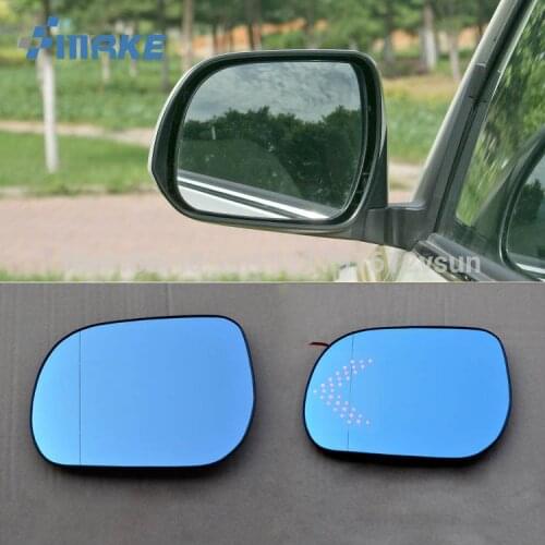 SmRKE 2Pcs For Toyota Highlander 2009-2013 Rearview Mirror Blue Glasses Wide Angle Led Turn Signals light Power Heating