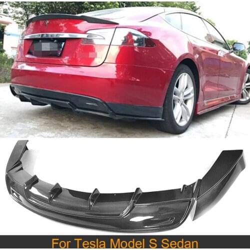 Carbon Fiber Car Rear Bumper Diffuser Splitters For Tesla Model S Sedan 4-Door 2012-2017 Rear Diffuser Lip Splitters Spoiler