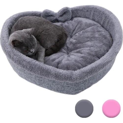 Universal Dog Bed Print Pet Heart-shaped Nest Kennel Super Soft Cotton Velvet Winter Warm Pet Cat Nest Winter Dog Bed Cat Nest