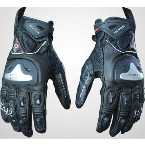 VEMAR road racing gloves winter skiing waterproof warm leather plus real carbon fiber motorcycle riding short leather gloves
