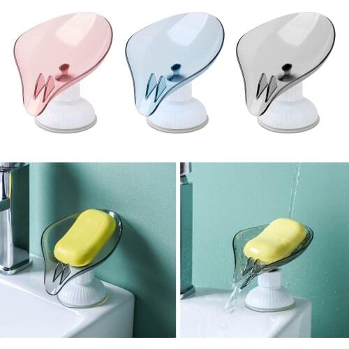 Soap Boxes Decorative Drainage Soap Holder Self Draining Soap Dish Holder for Bathroom Kitchen, Leaf Shape
