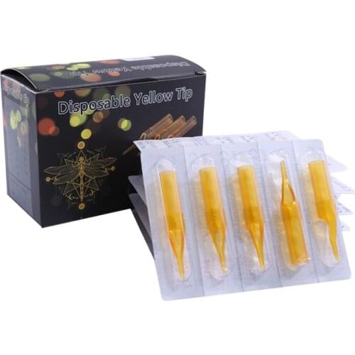 YILONG New 50pcs Series Size Flat Magnum Gold Shark Disposable Tattoo Tip Nozzle Supply GSDT-1002356-9RT