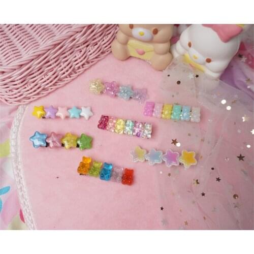 Kawaii Candy Color Lolita Girl Sweet Star Bear Shape Hair Clip Hairpin Hair Accessories D287