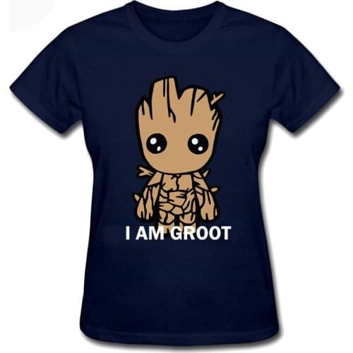 I Am Groot Tee Shirts Guardians Of The Galaxy T Shirt Womens Custom Women Casual Home Girls Lady Black Tee T-Shirt Koszulka