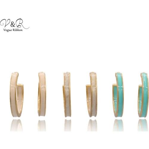 Korean Earrings 2020 Newest Gold Hoop Earrings Jewerly For Women Worn Gold C-hoop Epoxy Earring Fashion Casual Sporty Earrings