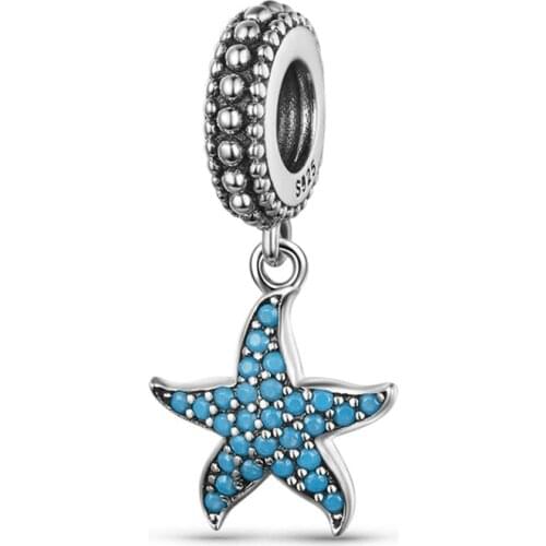 New 925 Sterling Silver Starfish Pendant Dangle Charm Bead Fit Original Pandora Bracelet DIY Jewelry For Women