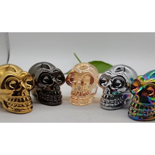 1pcs 55mm Angel Aura Stone Skull Rainbow Electroplating Crystal Good Carved Reiki Healing Home Decoration