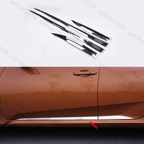 4PCS Stainless Body door Side Mouldings trim Cover Strip For Honda Civic 16-2017