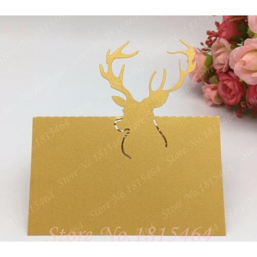 50pcs/set Table Decoration Place Cards Laser Cut Deer Invitation Meeting Banquet Card For Christmas Party Decoration