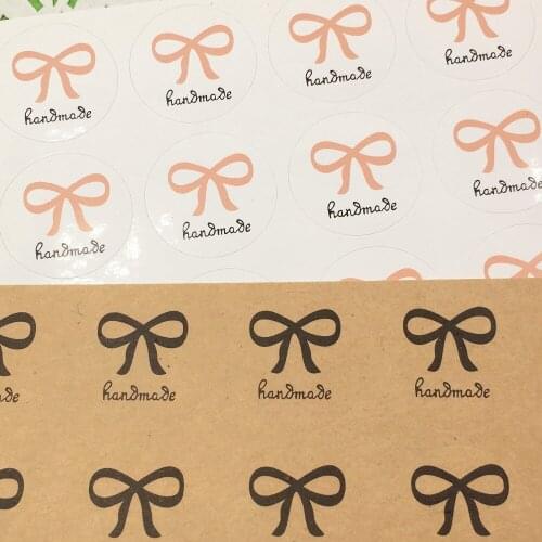 600pcs/lot Bow-knot with Handmade Seal Paper Labels Stickers Jewelry Necklace Gift Packing Favor Stickers