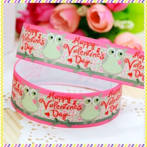 7/8'' Free shipping valentine owl printed grosgrain ribbon headwear hair bow diy party decoration wholesale OEM 22mm B710