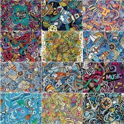 Abstract Diamond Painting Full Thick and Colorful Artistic Line Rocket Microphone Messy Stacking Messy Beauty Bedroom Picture