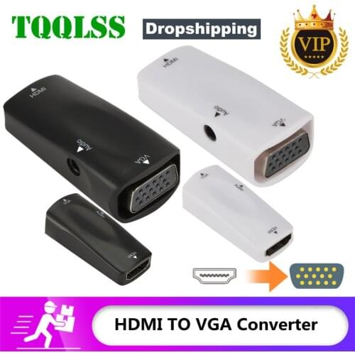 Mini HDMI-compatible Female to VGA Female Adapter 1080P FHD Audio Video HD2VGA Converter For PC Laptop HDTV Computer Projector