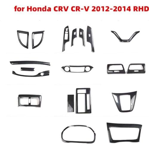 For Honda CRV 2012 2013 2014 RHD Accessories Car Stickers Imitation Carbon Fiber Outlet Steering Whee Air Center Console Panel