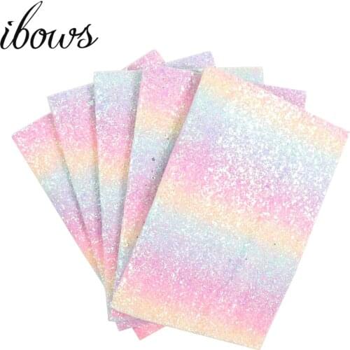 22CM*30CM Glitter Fabric Rainbow Pattern Chunky Glitter Fabric For Girls Hair Bows Wedding Decoration Material Handmade supplier