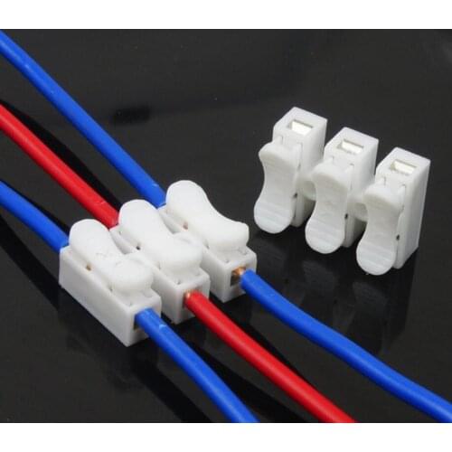 CH-2 CH-3 Pins Spring Electrical Cable Quick Splice Lock Wire Terminals Block Easy Fit for Led Strip Cable Clamp