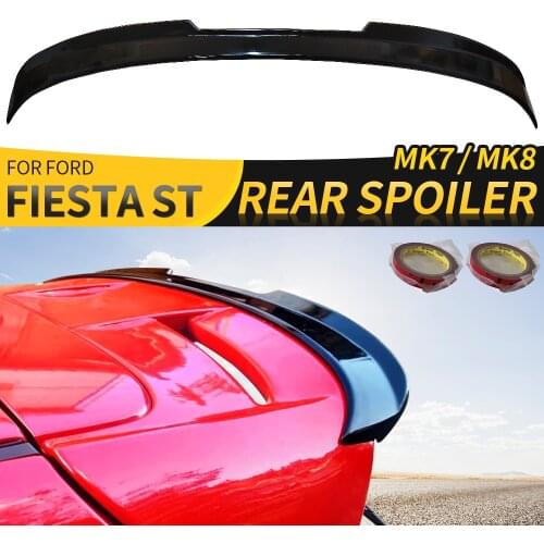 SPOILER For ford fiesta st MK7 MK7.5 REAR WING ABS BALCK CARBON FIBER REAR SMALL EXTENSION CAP Stickers car styling accessories