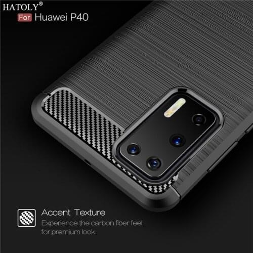 For Huawei P40 Case For Huawei P40 Soft Back Cover Shockproof Bumper Carbon Fiber TPU Texture Phone Case For Huawei P40 Funda