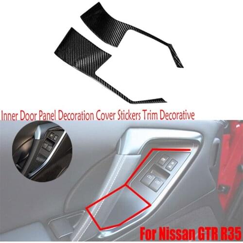 For Nissan GTR R35 2008-2016 Real Carbon Fiber Car Styling Inner Door Panel Decoration Cover Stickers Trim Decorative